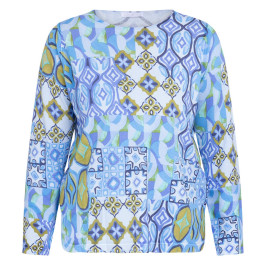Luisa Viola Tile Print Sweater Blue - Plus Size Collection