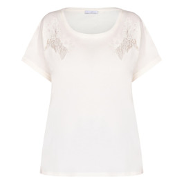 Luisa Viola Embroidered T-Shirt Off-White  - Plus Size Collection