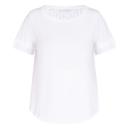 Luisa Viola Broderie Anglaise Back T-Shirt White  - Plus Size Collection