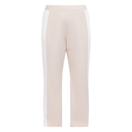 Luisa Viola Knitted Side Stripe Trousers Beige  - Plus Size Collection