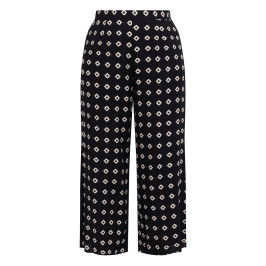 Luisa Viola Printed Trousers Black - Plus Size Collection