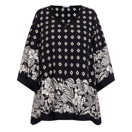 Luisa Viola Tunic Black and White  - Plus Size Collection