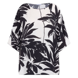 Luisa Viola Leaf Print Tunic Black and White  - Plus Size Collection