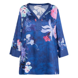 Luisa Viola Satin Tunic Blue  - Plus Size Collection