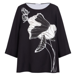 Luisa Viola Floral Print Tunic Black and White - Plus Size Collection