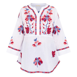 LulaSoul Embroidered Cotton Tunic White  - Plus Size Collection