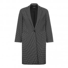 MARINA RINALDI monochrome micro check long JACKET - Plus Size Collection