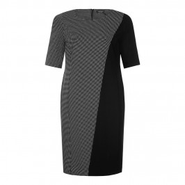 MARINA RINALDI monochrome micro-check panel DRESS - Plus Size Collection