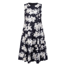 Marina Rinaldi Cotton Poplin Dress With Optional Sleeve Floral Black 