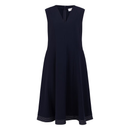 Marina Rinaldi Contrast Stitch Cady Dress With Optional Sleeve Navy - Plus Size Collection