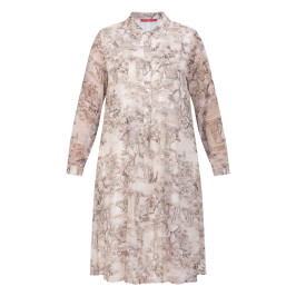 Marina Rinaldi Georgette Printed Dress Beige  - Plus Size Collection