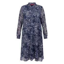 Marina Rinaldi Georgette Printed Dress Navy - Plus Size Collection