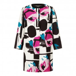 MARINA RINALDI long silk abstract floral print JACKET - Plus Size Collection