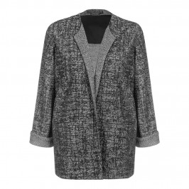 Marina Rinaldi longline black & white jacquard JACKET - Plus Size Collection