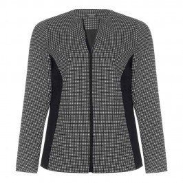 MARINA RINALDI Monochrome micro-check zip-up JACKET - Plus Size Collection
