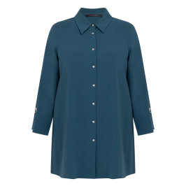 Marina Rinaldi Cady Shacket with Rhinestone Bows Emerald - Plus Size Collection