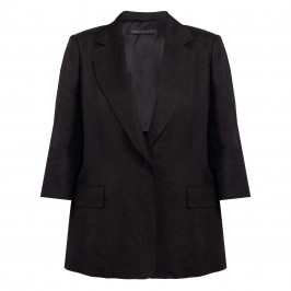 Marina Rinaldi Linen Blazer Black  - Plus Size Collection