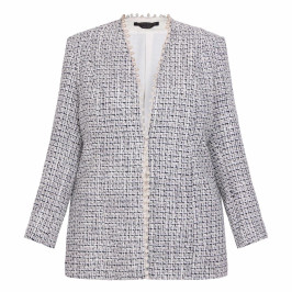 Marina Rinaldi Pearl Embellished Tweed Jacket 
