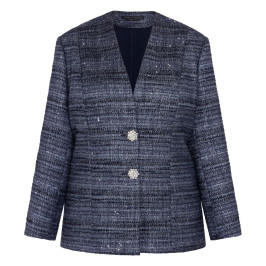 Marina Rinaldi Yarn-Dyed Jacket Midnight Blue - Plus Size Collection
