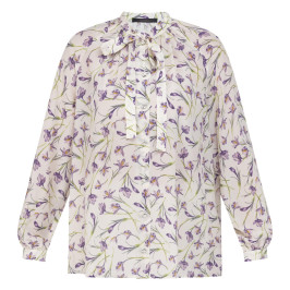 Marina Rinaldi Silk Crocus Print Shirt Ivory - Plus Size Collection