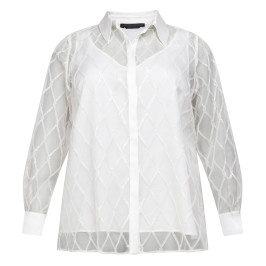 Marina Rinaldi Embroidered Organza Shirt White - Plus Size Collection