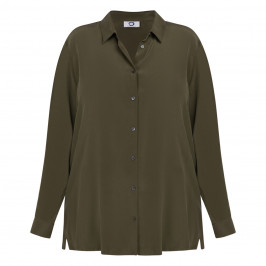 Marina Rinaldi Pure Silk Shirt Khaki  - Plus Size Collection