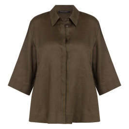 Marina Rinaldi Linen Shirt Khaki Green - Plus Size Collection