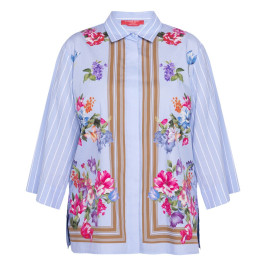 Marina Rinaldi Floral Cotton Shirt Light Blue
