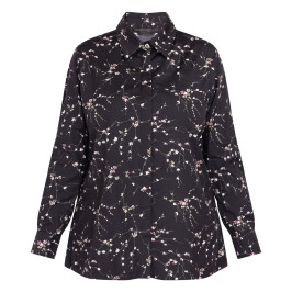 Marina Rinaldi Blossom Print Shirt Black - Plus Size Collection