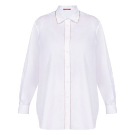 Marina Rinaldi Cotton Shirt Rhinesone Placket White  - Plus Size Collection