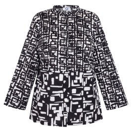 Marina Rinaldi Geometric Print Shirt Black and White  - Plus Size Collection