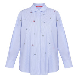 Marina Rinaldi Pinstripe Embellished Shirt Blue - Plus Size Collection