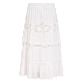 Marina Rinaldi Long Flounced Cotton Skirt Ivory - Plus Size Collection