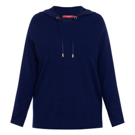 Marina Rinaldi Knitted Hoodie Navy  - Plus Size Collection