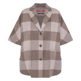 Marina Rinaldi Check Wool Coat Taupe - Plus Size Collection