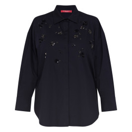 Marina Rinaldi Jewel Cluster Shirt Black  - Plus Size Collection