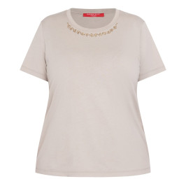 Marina Rinaldi Jewel Collar T-Shirt Taupe