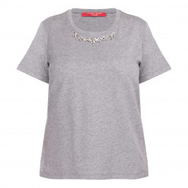 Marina Rinaldi Embellished Cotton T-Shirt Grey - Plus Size Collection