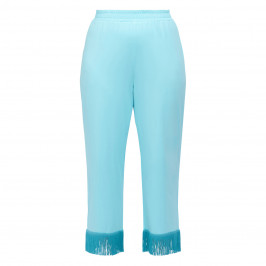 Marina Rinaldi Fringed Jersey Trouser Turquoise - Plus Size Collection