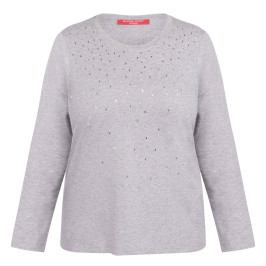 Marina Rinaldi T-Shirt Rhinestone Embellished Grey  - Plus Size Collection