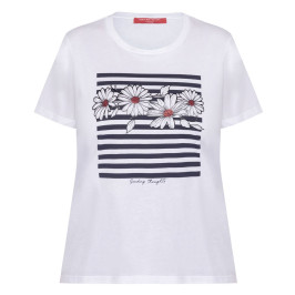 Marina Rinaldi Daisy Print T-Shirt White - Plus Size Collection