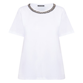 Marina Rinaldi Jewel Collar T-Shirt White  - Plus Size Collection