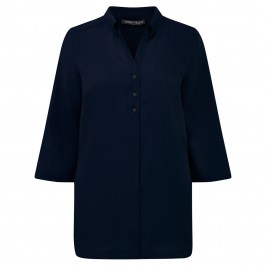 Marina Rinaldi navy three quarter sleeve linen shirt - Plus Size Collection