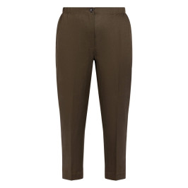 Marina Rinaldi Linen Cigarette Trousers Khaki Green - Plus Size Collection