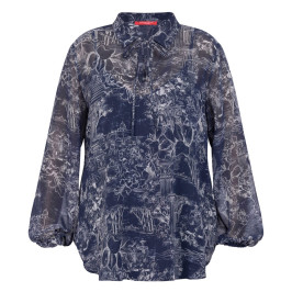 Marina Rinaldi Georgette Printed Tunic Navy - Plus Size Collection
