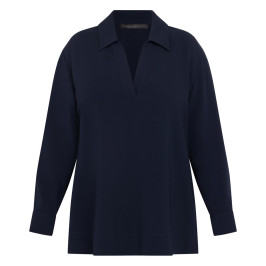Marina Rinaldi Cady Collared Tunic Navy  - Plus Size Collection