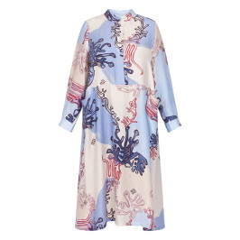 Noen Coral Print Dress Blue  - Plus Size Collection