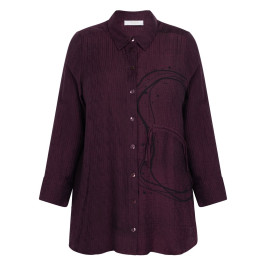 Noen Long Shirt Abstract Detail Bordeaux - Plus Size Collection