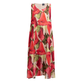 Persona by Marina Rinaldi Floral Print Dress Optional Sleeve Coral - Plus Size Collection