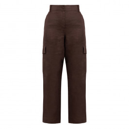 Persona by Marina Rinaldi Flax Linen Cargo Trousers Brown - Plus Size Collection